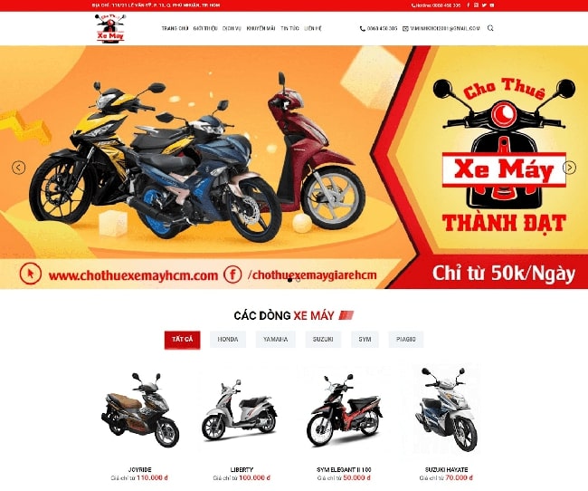 Mẫu thiết kế web xe máy 1